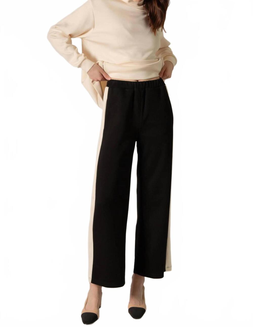 NEW P.CILL butter modal single side stripe pants in black